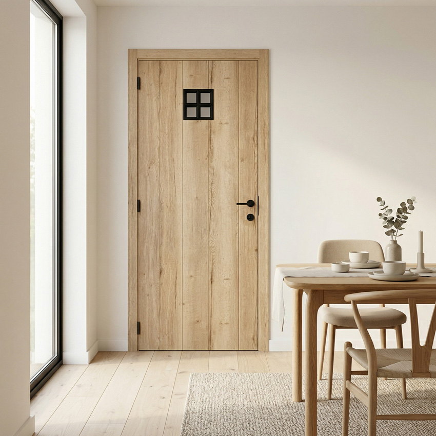 Porte intérieure complète Realwood Oak 4500 verre clair 201,5x63cm tubulaire réversible + châssis 20cm