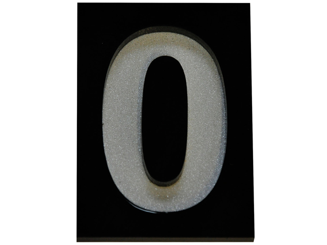 Numéro de maison 0 en PVC noir 7cm à coller dans un cadre noir