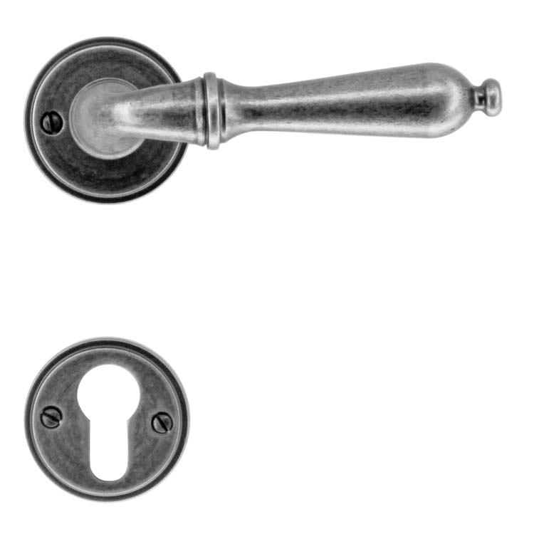 Deurkruk amalfi oud zilver cilinderrozet