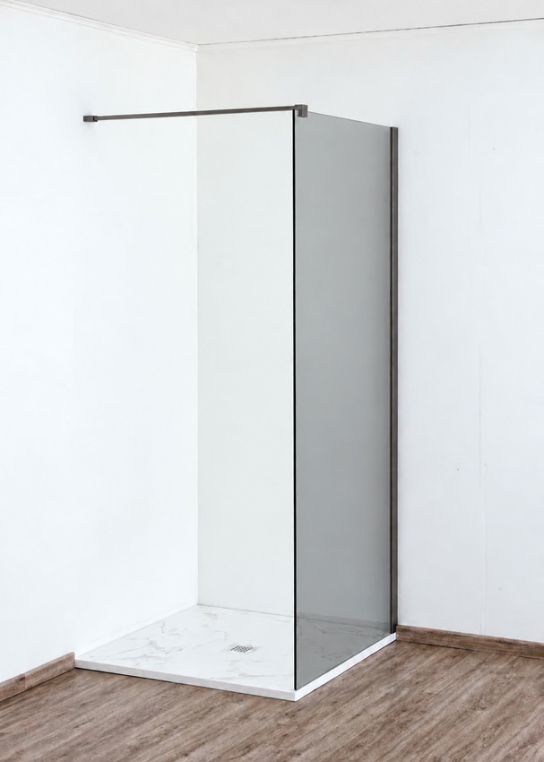 Paroi de douche à l'italienne Anais verre gris avec kit de profilés canon fusil 137x200cm