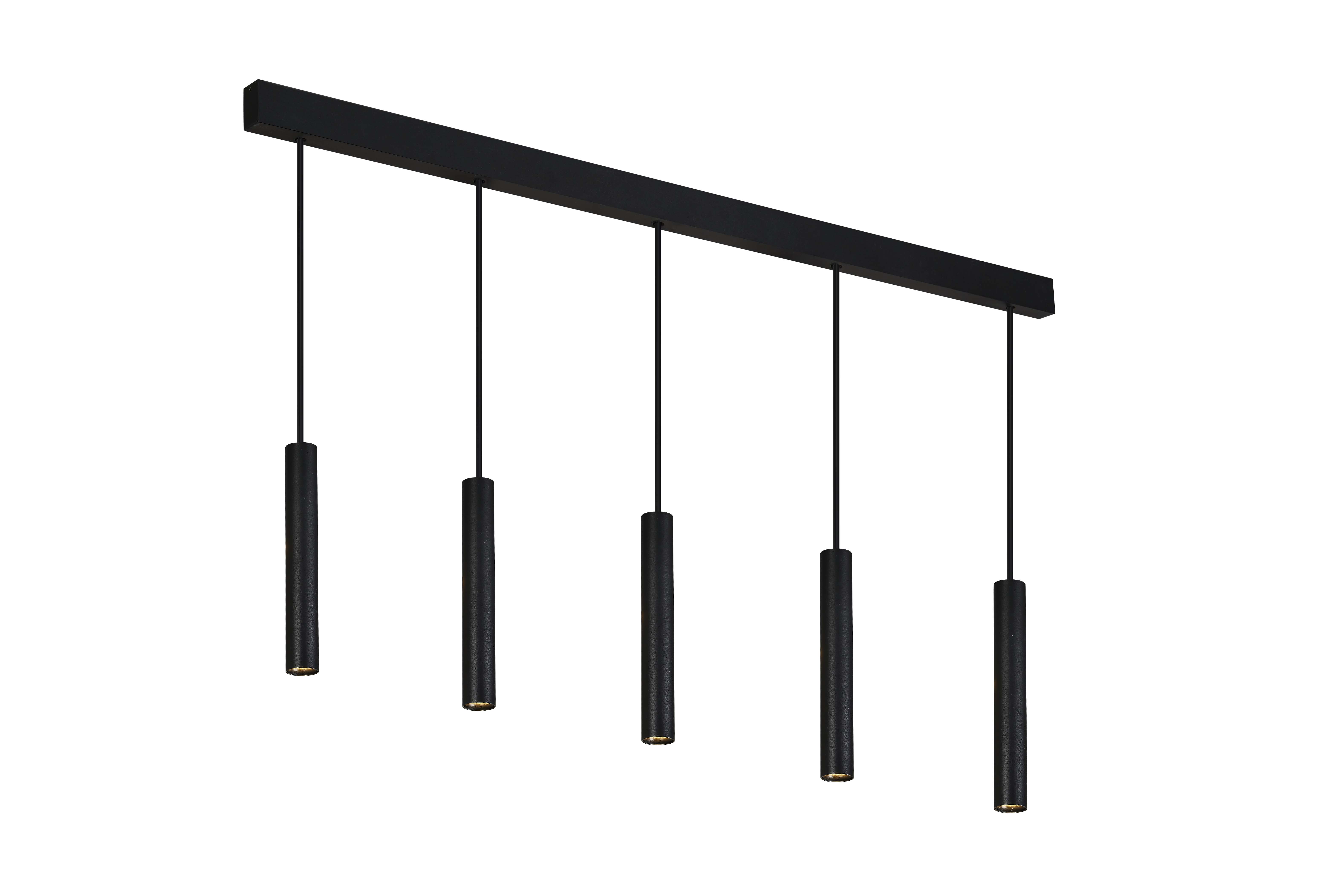Hanglamp 5 pendels zwart E27 1500 lumen