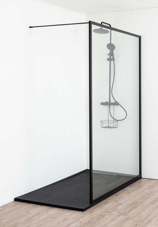 Douchewand Umi2 160 cm incl stang mat zwart