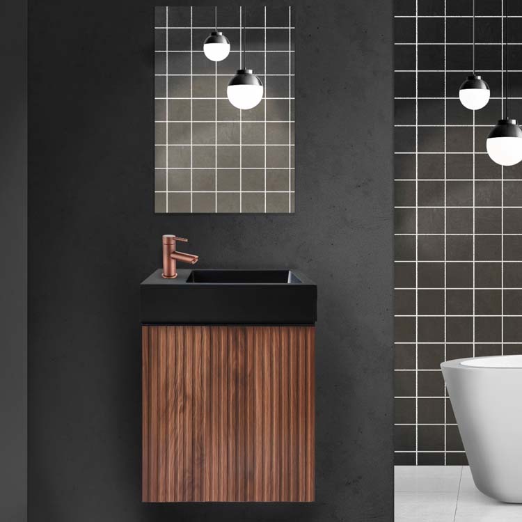 Toiletmeubel Viola notelaar wastafel zwart 50x40x23cm