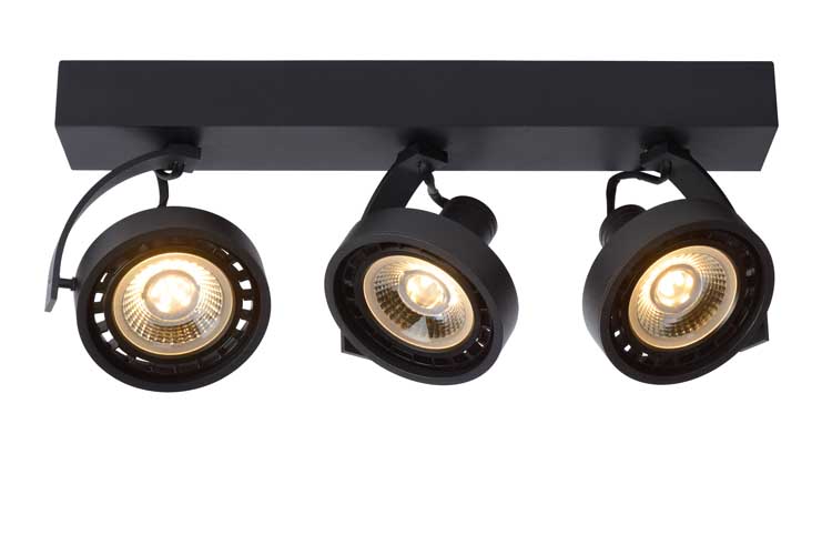 Lucide DORIAN - Plafondspot - LED Dim to warm - GU10 - 3x12W 3000K/2200K - Zwart