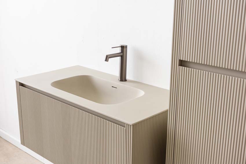 Badkamermeubel Amelia rookgrijs met enkele wastafel mat 90cm