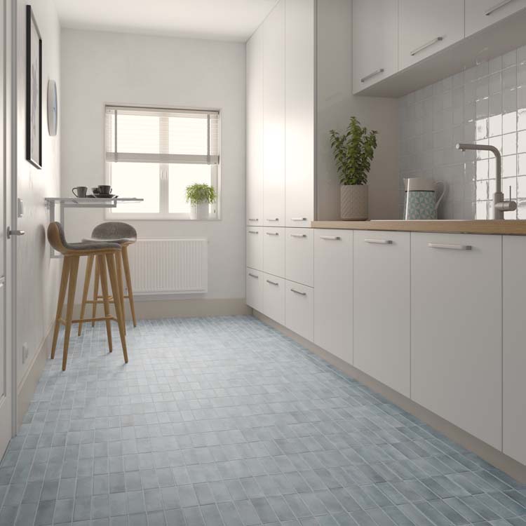 Wand/vloertegel Nono blue grass mat 5x15cm