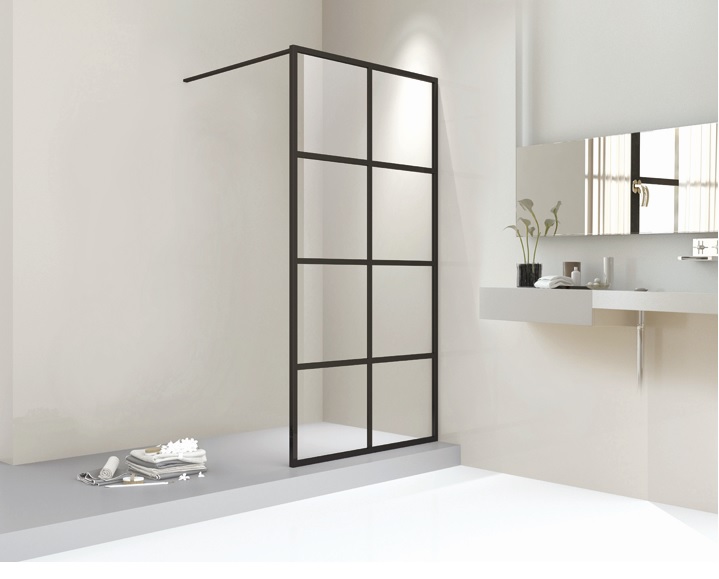 Vaste wand Uma 90 x 200 cm incl stang mat zwart