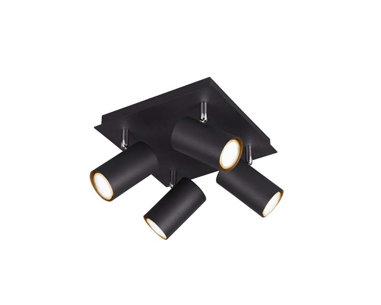 Spot en applique noir mate excl lampe LED possible 4 spots GU10 Spot en applique noir mate excl lampe LED possible 4 spots GU10