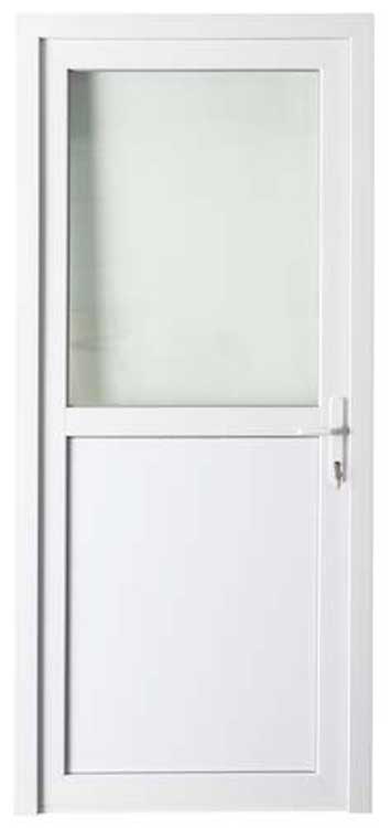 Porte extérieure Demi-vitrée PVC blanc Droite vitrage clair 880x2180mm