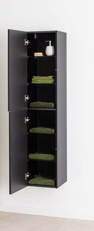 Kolomkast Sunday zwart wandmontage 160x35x35cm