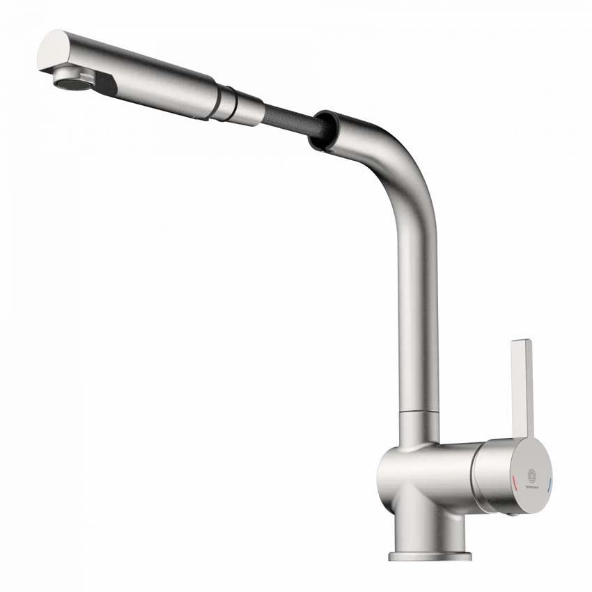 Robinet de cuisine Wasserwerk WK 4 Pro aspect inox avec bec extractible