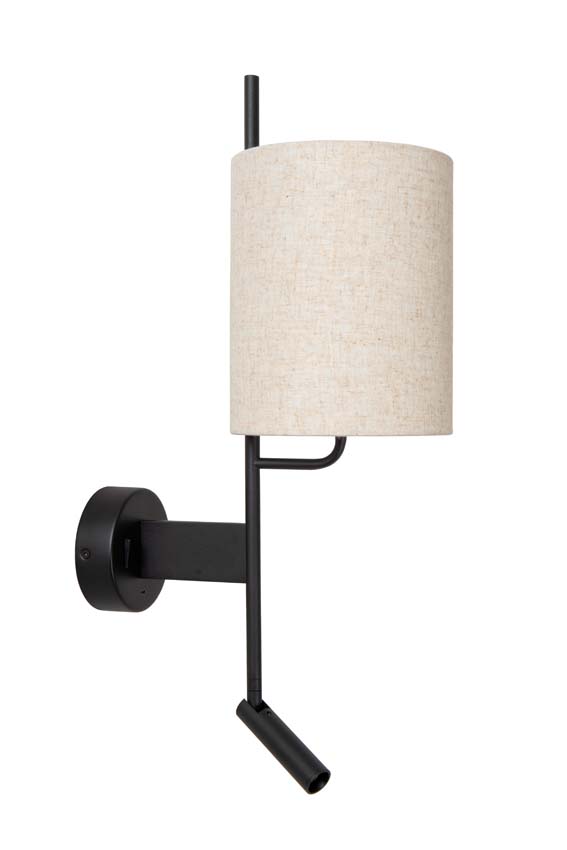 Lucide MAGIC - Wandlamp - 1xE27 - Met USB oplaadpunt - Zwart