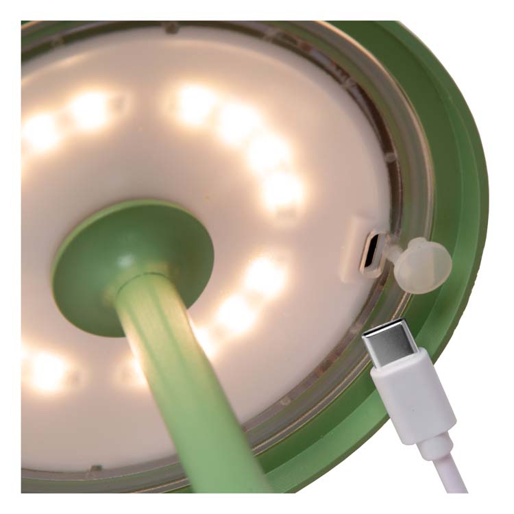 Lucide JOY - Oplaadbare Tafellamp Buiten - Accu/Batterij - Ø 12 cm - LED Dimb. - 1x1,5W 3000K - IP54 - Groen