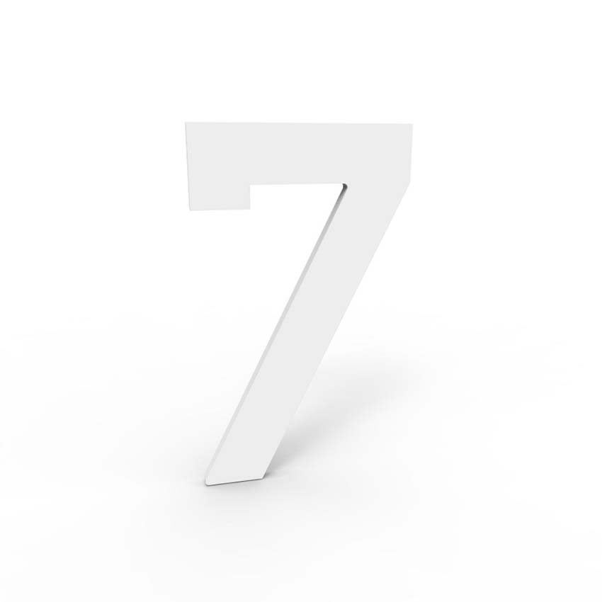 Numéro de maison 7 eSafe en aluminium blanc 10cm / épaisseur 1,5mm