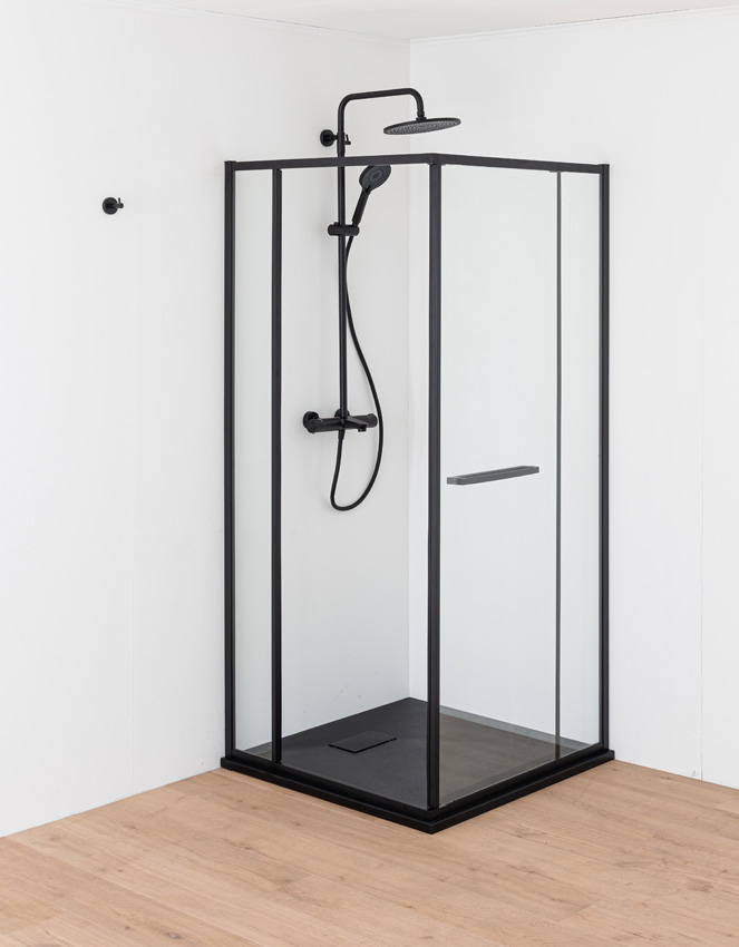 Douchehoek Ares mat zwart 90x90x190cm