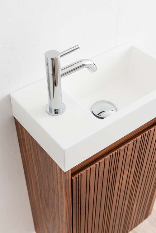 Toiletmeubel Warren walnoot lavabo mat wit 60x40x22cm