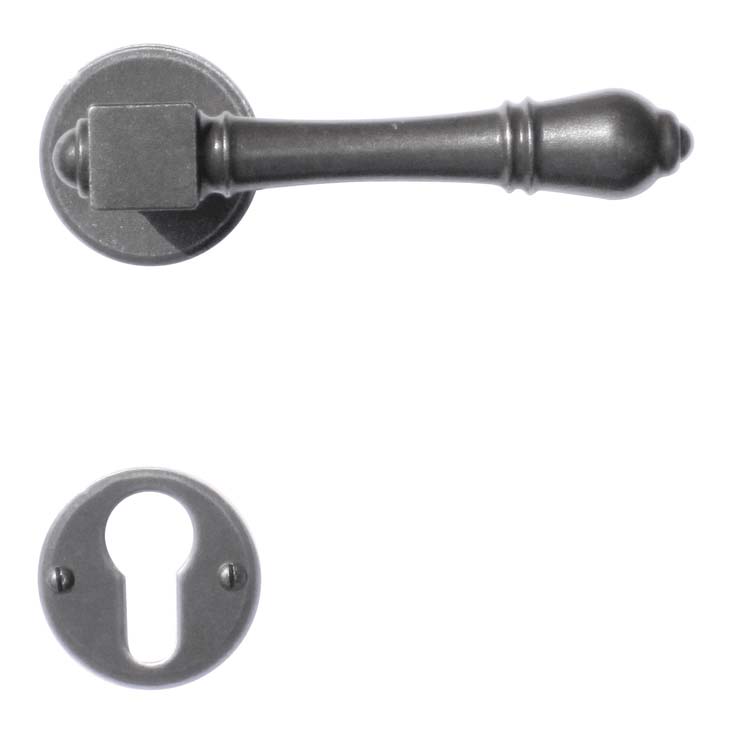 Poignée de porte pro prato rond rosace cylindre fer