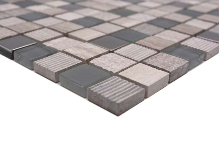 Mosaïque Crystal Stone greige/argent mat 30x30cm