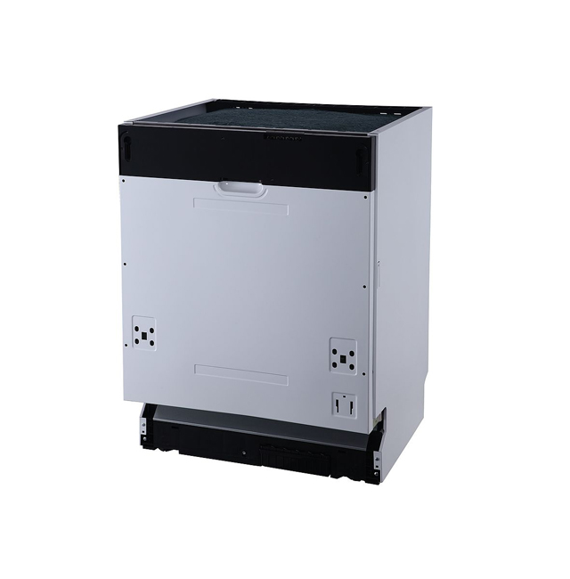 Keuken grijs/wit 320cm - met toestellen - vitrokeramische kookplaat en zwarte wanddampkap