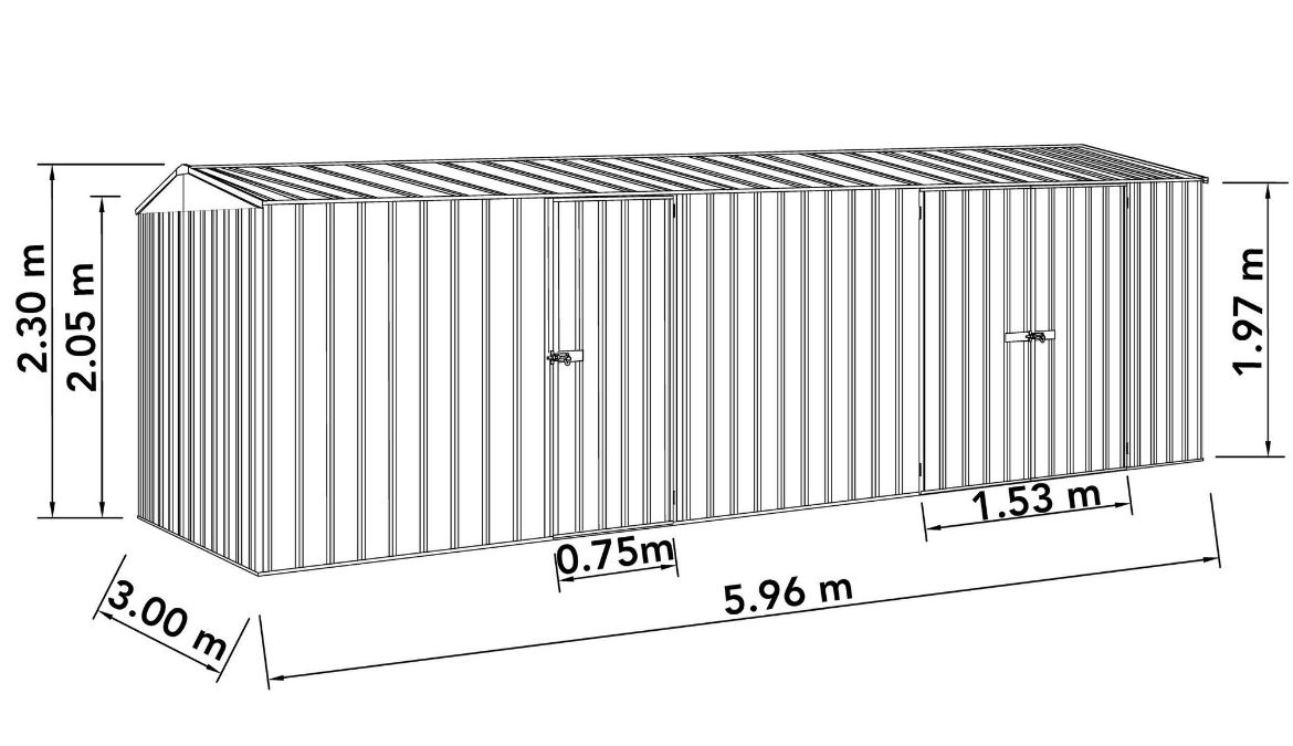 Tuinhuis metaal antraciet Vesder 596x300x230cm