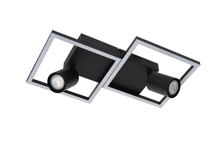 Plafonnière Glint - zwart - 2xGU10 - 2xGeïntegreerde LED