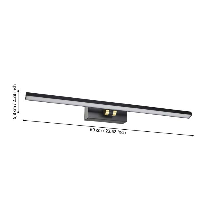 Eclairage salle de bain miroir noir-cuivre IP44 dimmable 3000-6500K
