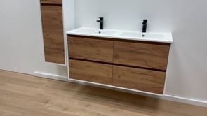 Badkamermeubel Treviso eik/wit met dubbele wastafel glanzend wit 120cm