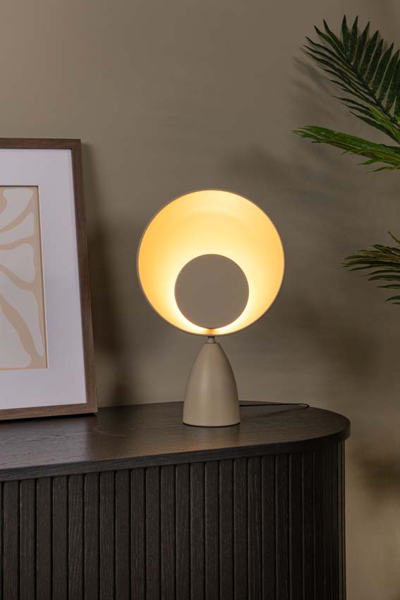 Lucide CASTAMAR - Lampe de table - Ø 25,5 cm - LED - 1x8W 2100K - Taupe