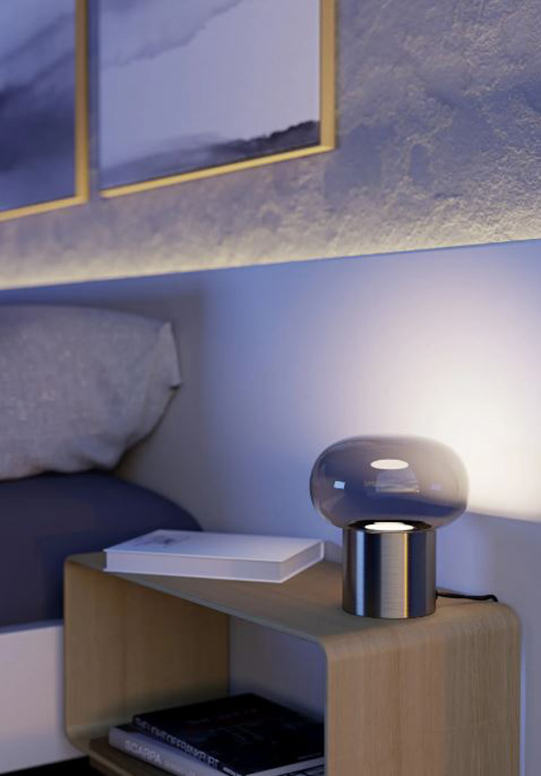 Lampe de table - nickel/chrome - Ø15,5xH17cm - dimmable - GU10 - 1x10W - commande tactile