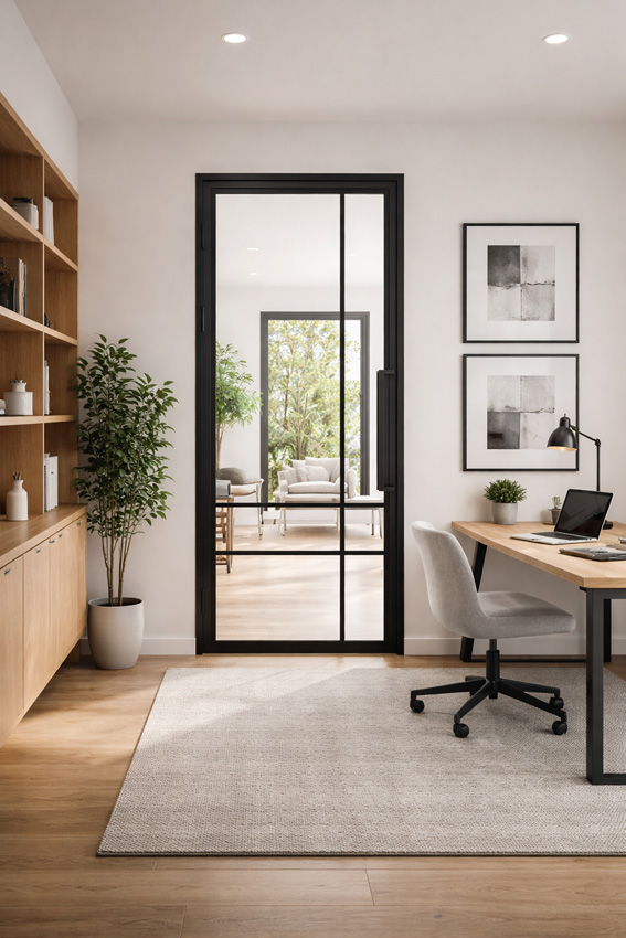 Stalen binnendeur 6W asymmetrisch Tara 880 x 2040 mm links
