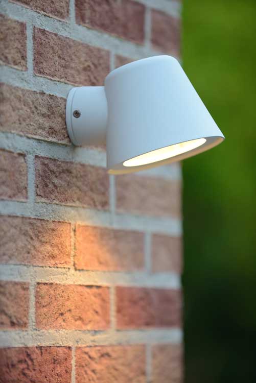 Lucide DINGO-LED - Wandlamp Buiten - LED Dimb. - GU10 - 1x5W 3000K - IP44 - Wit