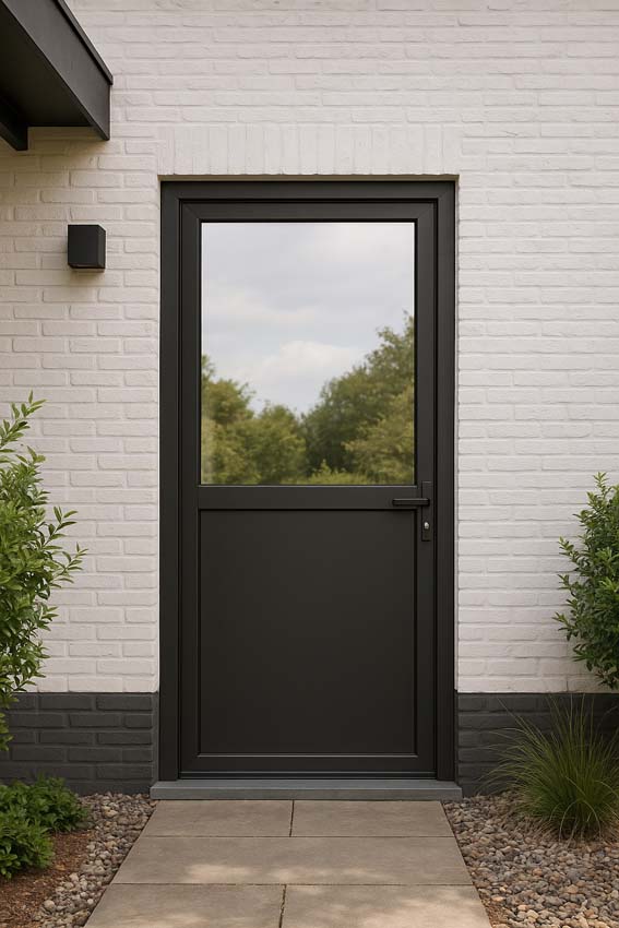 Buitendeur Tavira aluminium helder glas zwart 960x2180mm links duwend