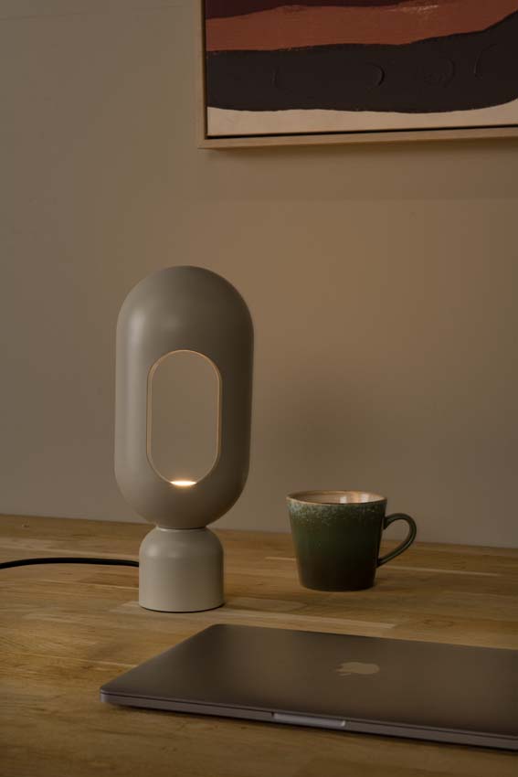 Lucide BARRIS - Lampe de table - 1xE27 - Taupe