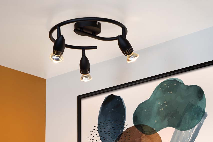 Plafonnier - noir - Ø31cm - 3xGU10 - 15W