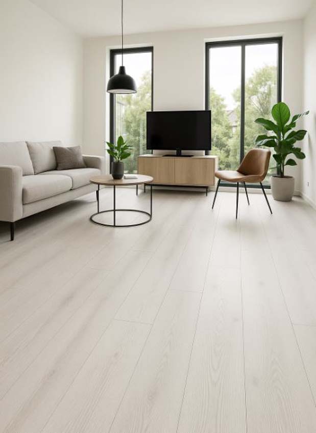 Sol stratifié Trento 7mm chêne blanc 128,8x19cm