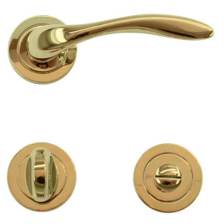 Poignée de porte cagliari titanium avec serrure toilette