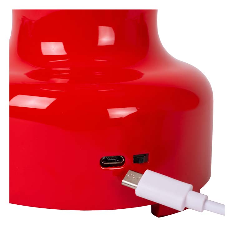 Lucide JASON - Oplaadbare Tafellamp - Accu/Batterij - LED Dimb. - 1x2W 3000K - 3 StepDim - Rood