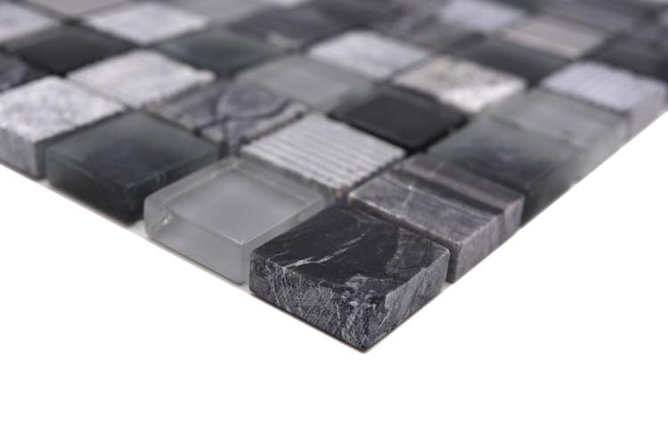 Mosaïque Crystal Stone gris/noir mat 30x30cm