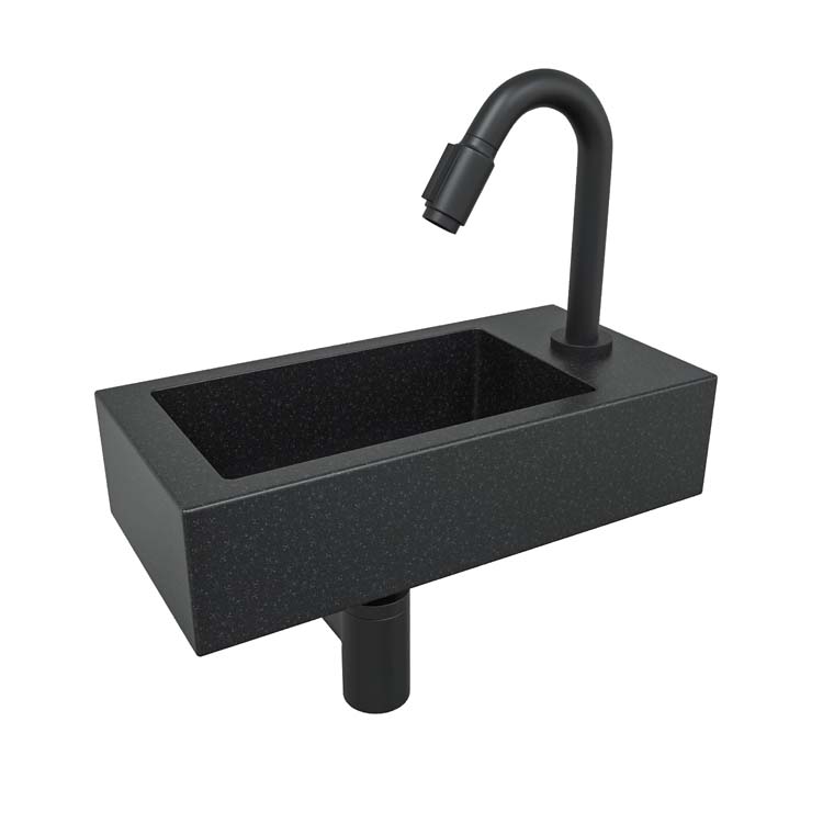 Handenwasser Kyla links quartz zwart 9x36x18cm