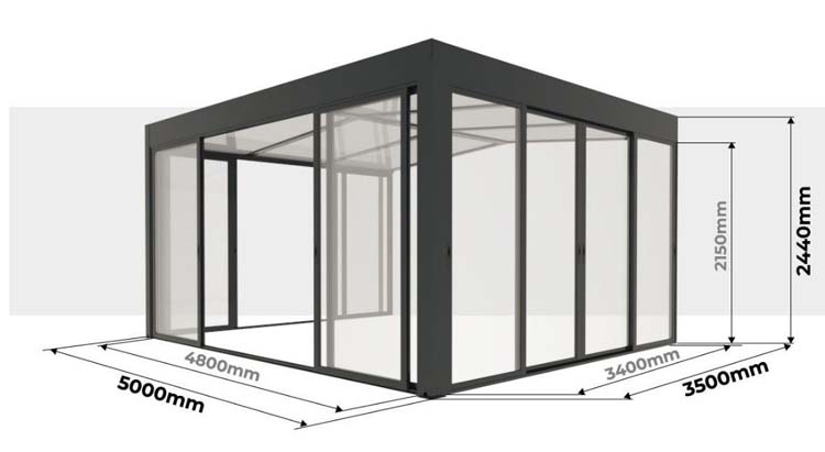 Veranda Versailles alu anthracite 500 x 350 x 240 cm