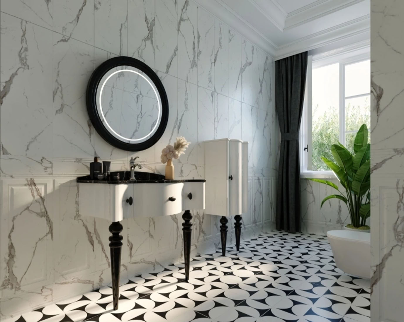 Carrelage de sol et mural Marmi Giovanni blanc 60x60cm