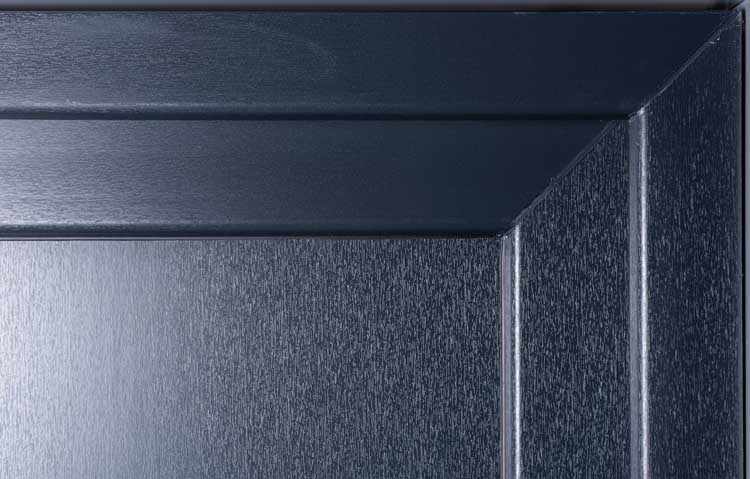 Porte extérieure demi-lune bordure inox PVC verre mat anthracite/blanc 980x2180mm ouvrant à gauche