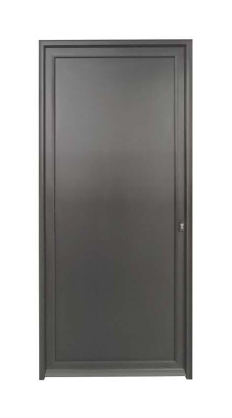 Porte extérieure Tavira en aluminium panneau plat anthracite 960x2180mm poussant à gauche