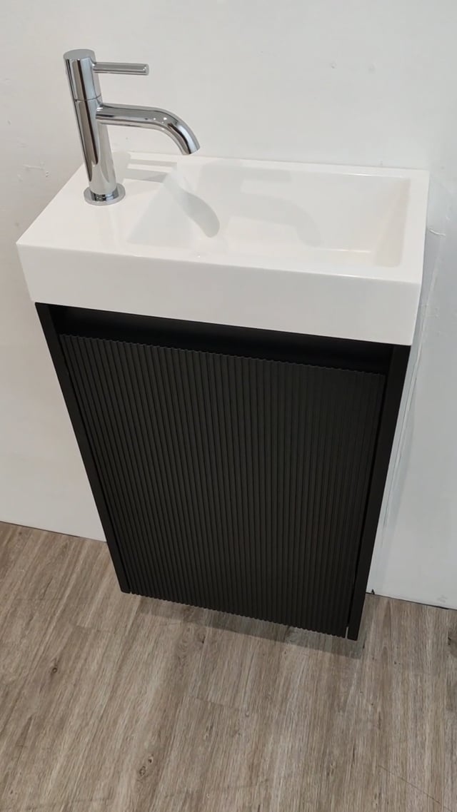Toiletmeubel Windsor2 zwart lavabo mat wit 400mm Toiletmeubel Windsor2 zwart lavabo mat wit 400mm