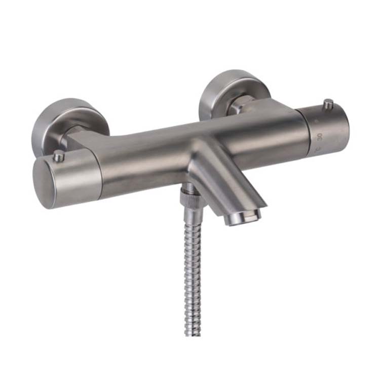 Badkraan New Country thermostatisch geborsteld nikkel