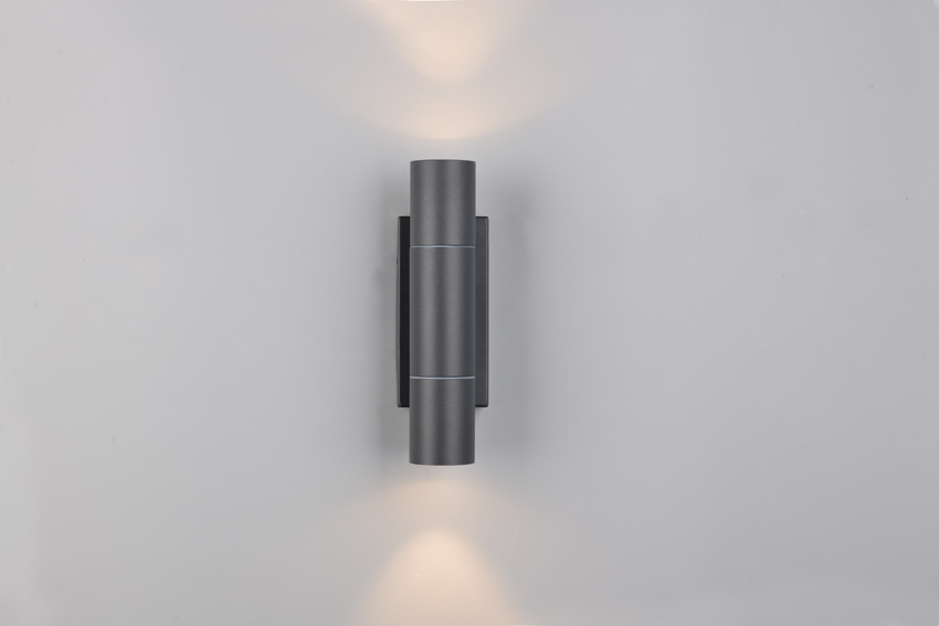 Wandlamp - antraciet - 7,5x23x8,5cm - dimbaar - GU10 MR11 - 2x10W
