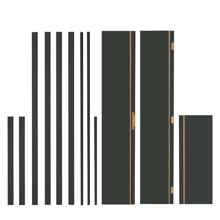 Porte intérieure complète Graphite 201,5x93cm avec âme en nid d'abeille réversible + ébrasement 16,5cm