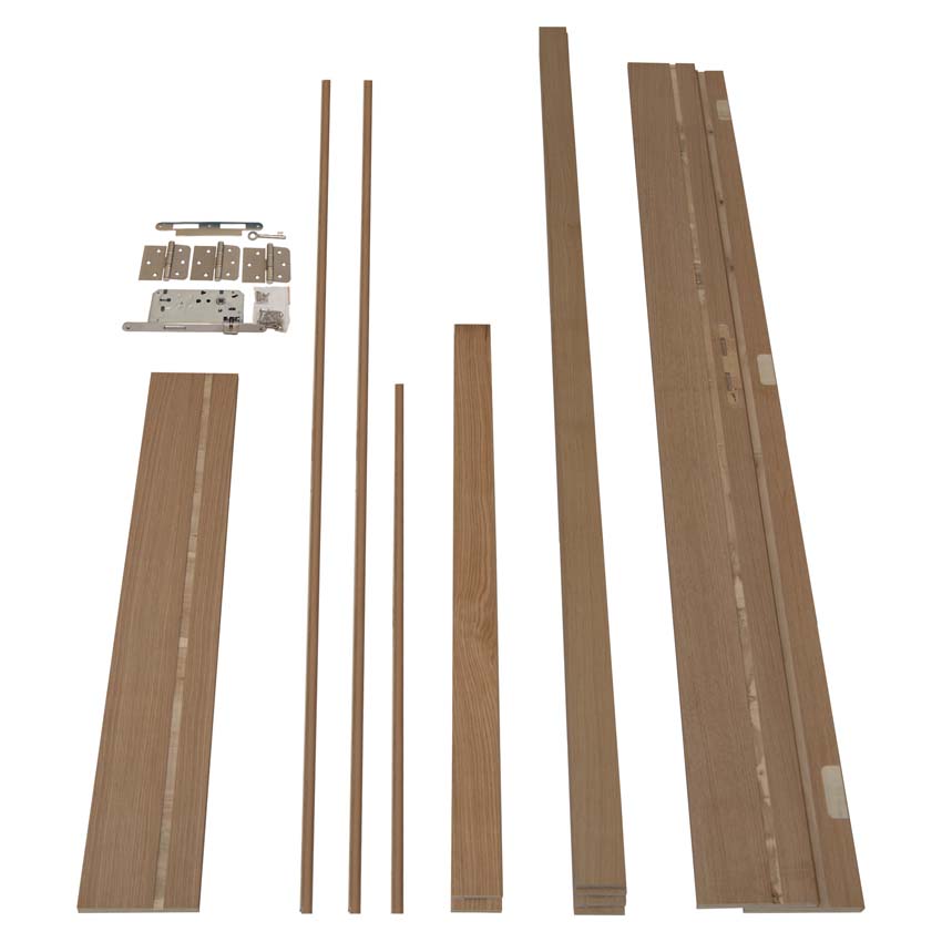 Porte intérieure complète Chambord placage chêne 201,5x93cm bois massif réversible + châssis 16,5cm