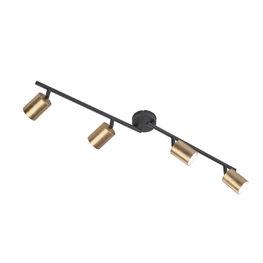 Opbouwspot - zwart/goud - GU10 - 4x4W incl lamp