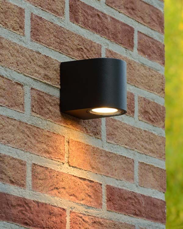 Wandspot Buitenverlichting - led Dimbaar - GU10 - 1x5W 3000K - IP44 - Zwart